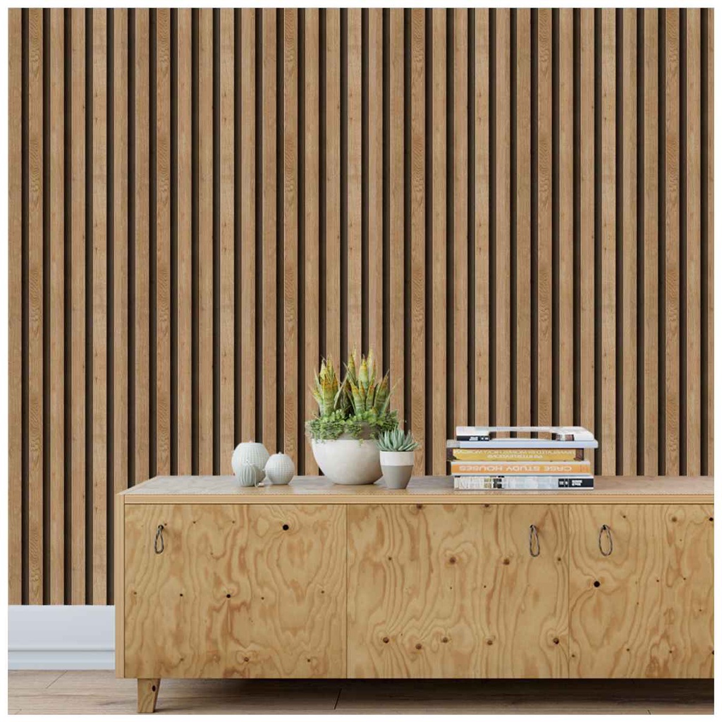 Papel De Parede Madeira Madeira Ripada Ripas De Madeiras 12m | Shopee ...