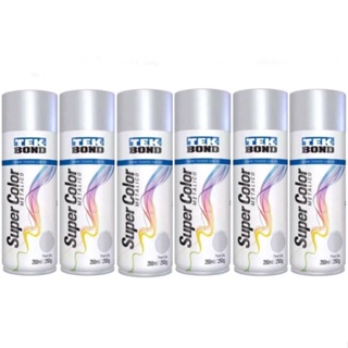 Kit 6 Tintas Spray Prata Metalico 350ml Tekbond