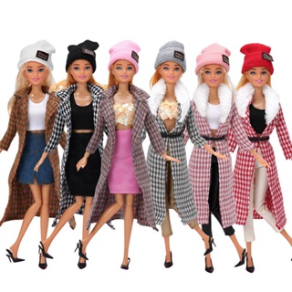 Kit Roupa Fashion Para Boneca Barbie Roupa 5 Pçs Casaco Poá