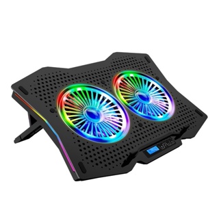 Base Para Notebook Laptop Até 19 Polegadas Fan Cooler Gamer Rgb Ajuste De Altura Visor Lcd