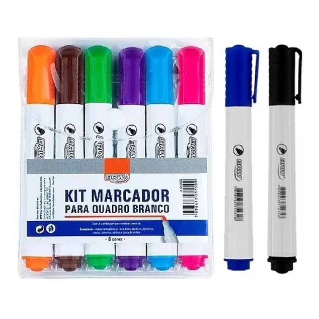 Caneta Para Quadro Lousa Apagável Marcador Kit 8 Unidades Cores ...