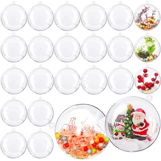 20pcs 3/4/5/6/8/9/10/12cm Bola Transparente Aberta Plástico Ornamento De Natal Pingente Suprimentos Do Pacote De Presentes