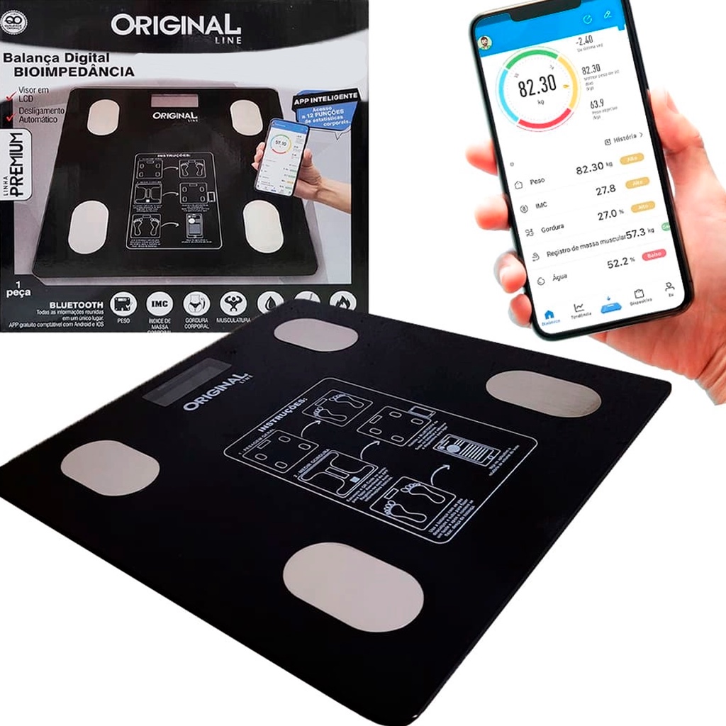 Balança Digital Corporal Bioimpedancia Aplicativo Banheiro | Shopee Brasil