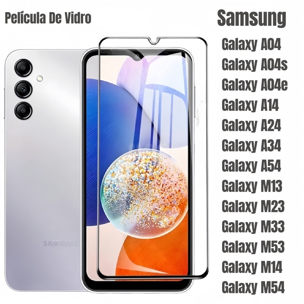 Película De Vidro Temperado 3D/9D Tela Para Samsung Galaxy M13 4G M23 M33 5G M53 M14 M54 A14 A24 A34 A54 A04 Core A04E A04s A03 A03s
