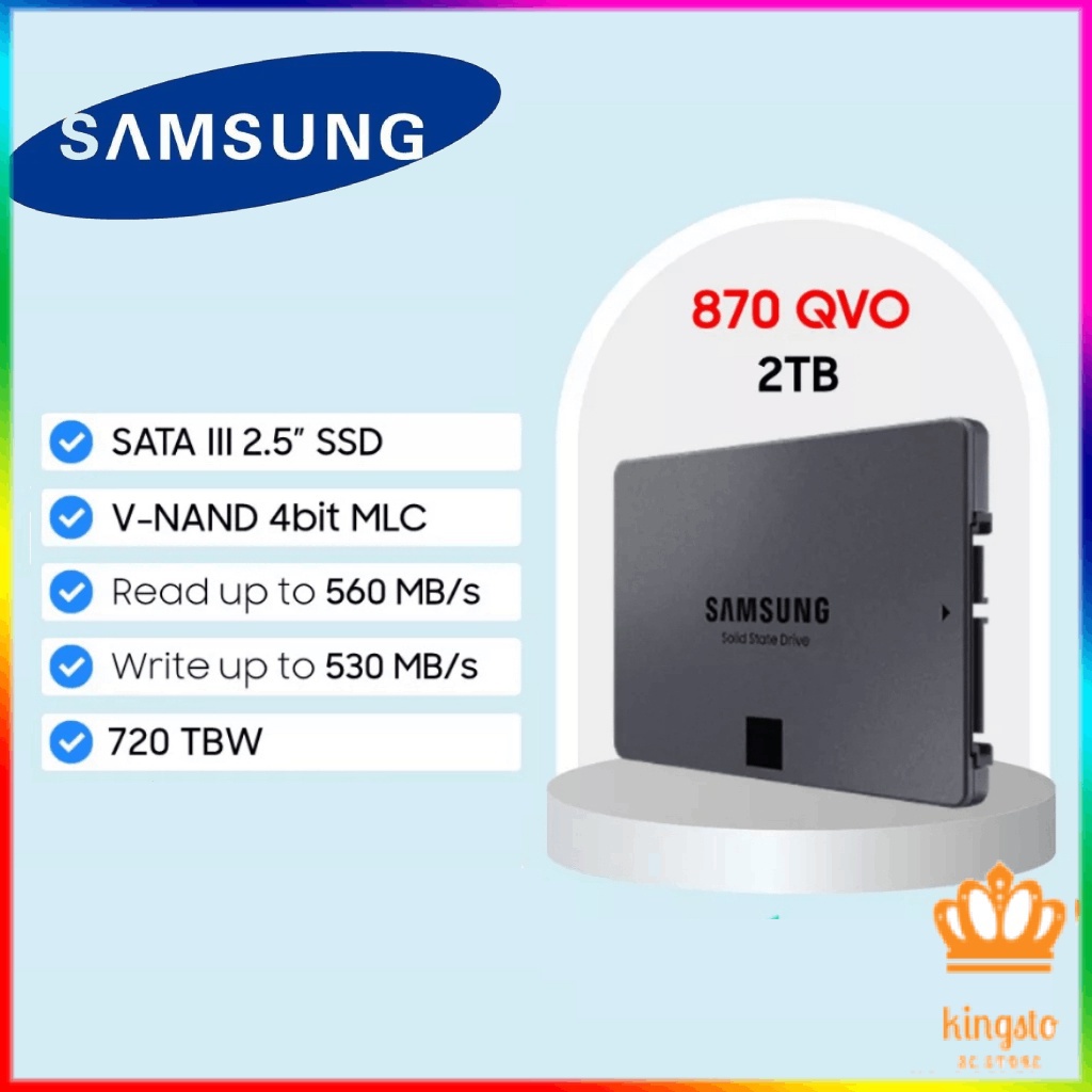 Samsung SSD 870 QVO 2.5 " SATA (500g/1TB/2TB)/Unidade De Estado Sólido V-NAND Para 530 MB/s