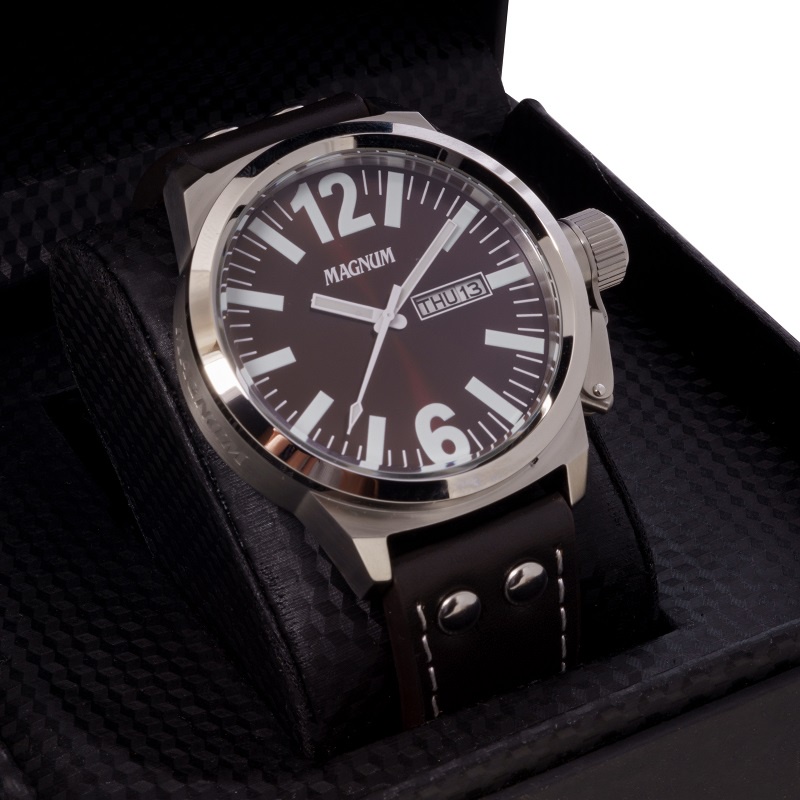 Relógio Masculino Magnum Couro Linha Luxo Military Ma32952p
