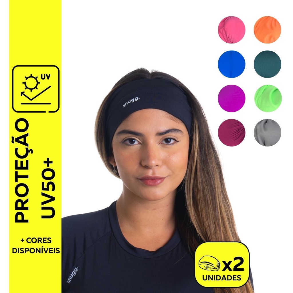 2 Unidades de Faixa de Cabelo Headband Elástica Snugg Proteção UV50