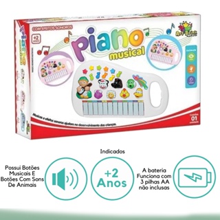 Piano animal Seu Lobato Pianinho Infantil Teclado Musical Bebê Ia Ia O  Bichos Fazendinha + PILHAS BRINDE