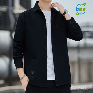 Camisa elegante e elegante de alta qualidade, camisa casual de manga comprida, jaqueta de primavera e outono moda masculina 2023 blusa