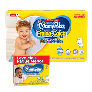 Kit Hiper Bag FRALDA CALÇA  Descartável DIA&NOITE MamyPoko  XG - 42 Unidades + 200 Lenços Umedecidos