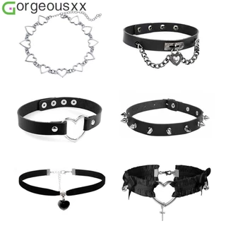 Sexy Vintage Charme Gótico Redondo Colares De Colarinho Jóias Presente Coração De Couro Harajuku Mulher Gargantilha Punk