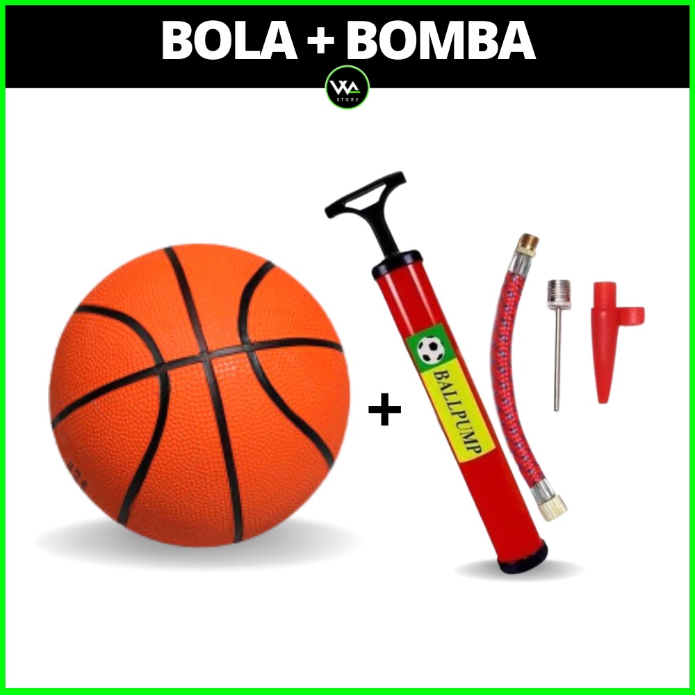 Bola Basquete Basketball Número 7 Tamanho Oficial E Bomba Para Encher Bico  Duplo