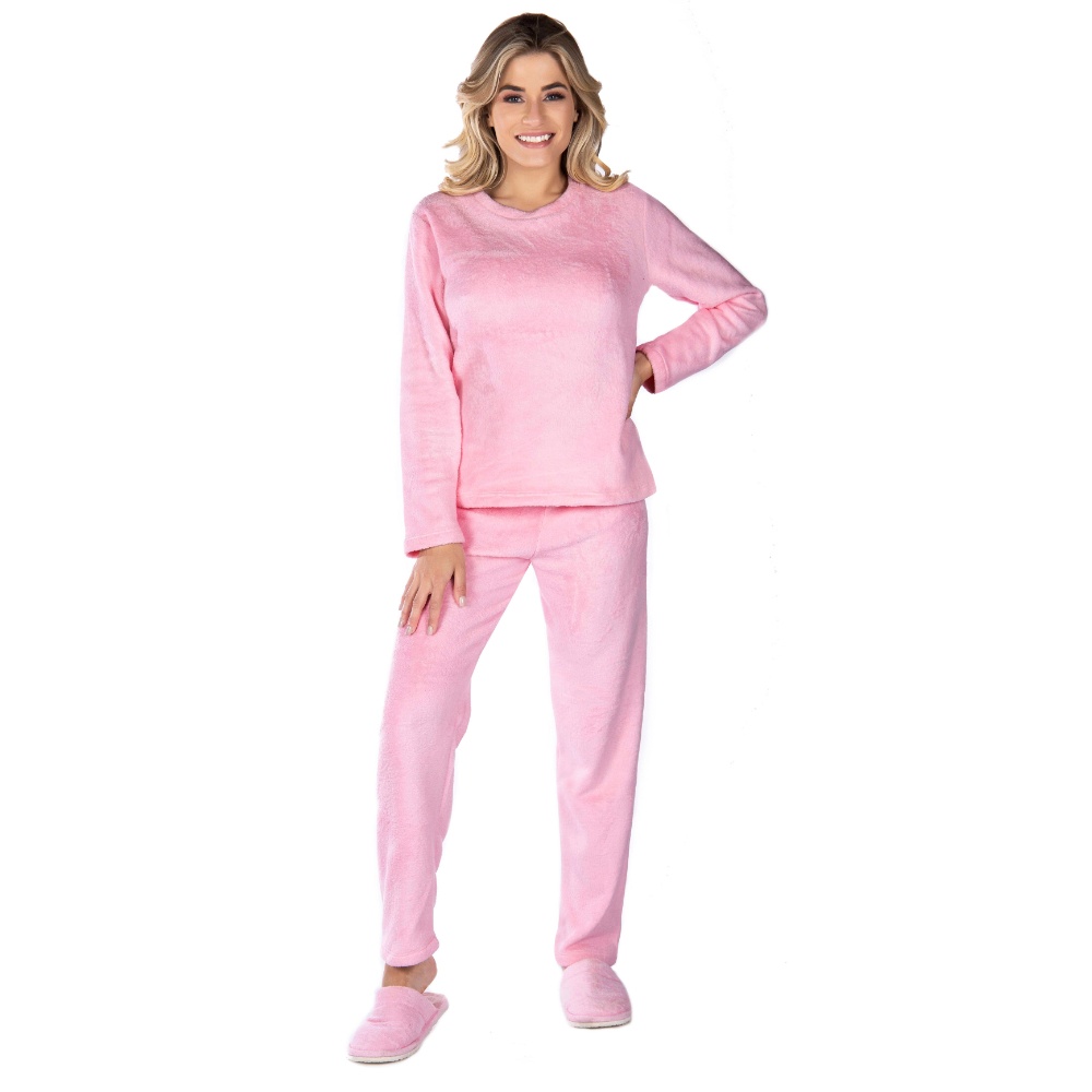Conjunto De Frio Pijama Feminino Inverno Americano Adulto Marca Victory  Original - Pink