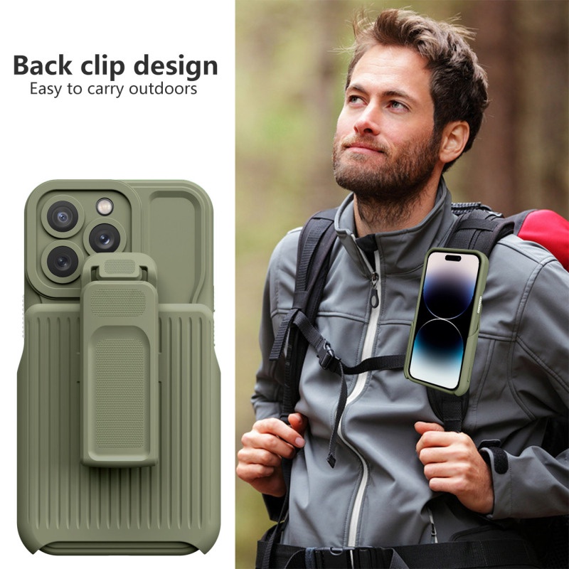 2 Em 1 Mochila Clip Stand Holder Capa Protetora Para iPhone 14 13 12 11 Pro Max Outdoor Carrying Shockproof Anti-Queda