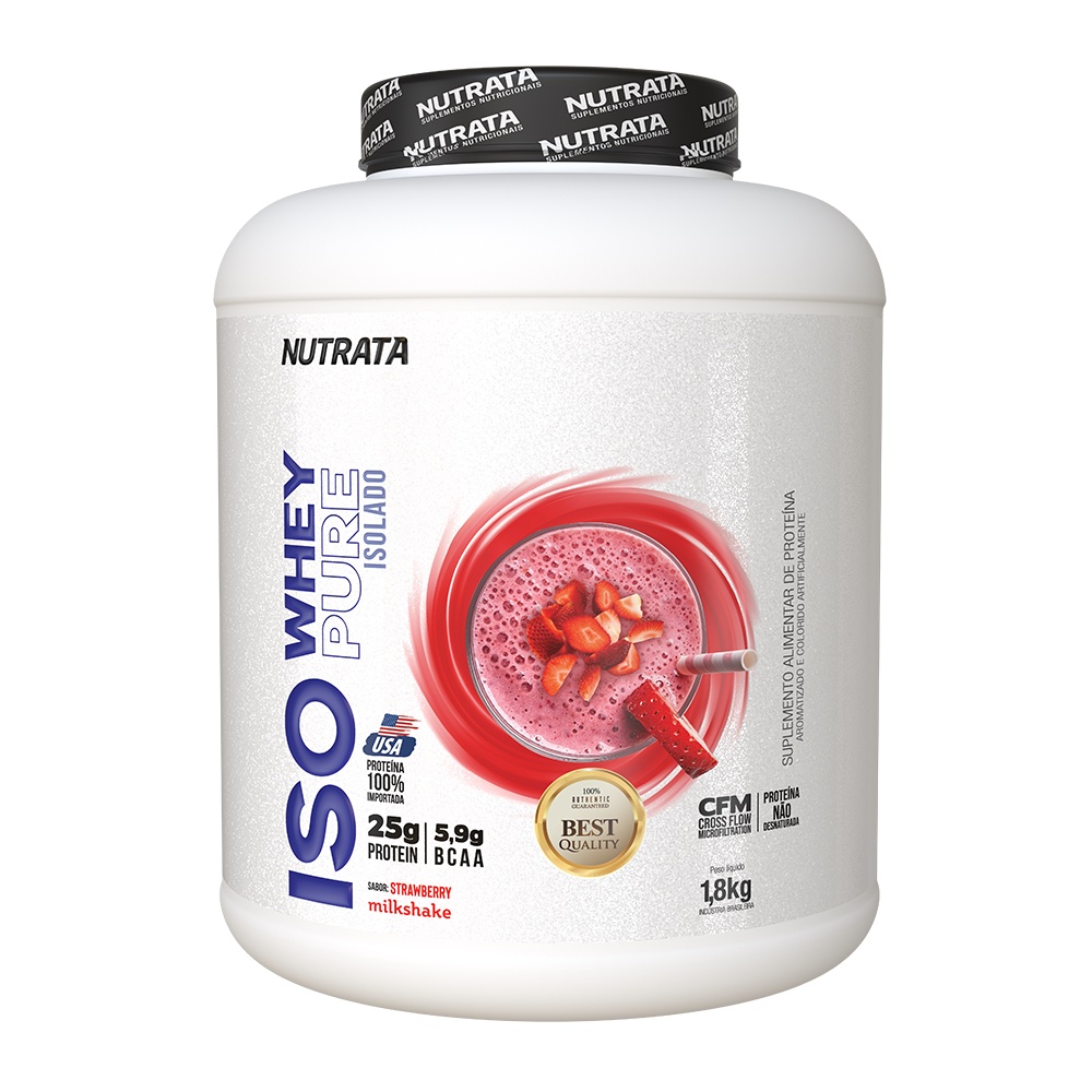 Iso Protein Morango Whey Isolado 1,8kg – Nutrata