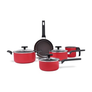 Jogo De Panelas Brinox Ceramic Life Preserve 5 Peças Vermelho