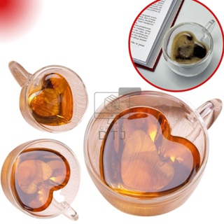 Xícaras Caneca Formato Coração Parede Dupla 80ML De Vidro Borossilicato - Envio Imediato Conjunto Jogo Xícaras Chá 80ml Café Romântica Mesa Posta Cesta Manhã Copos / Leite / Alça Transparente Cristal Espresso Nespresso Presente Cozinha Decoração