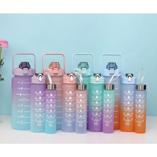 Garrafas Squeeze Degradê Kit C/3 Garrafa Fases Motivadoras Com Adesivos Personalizavel Academia Escola Adulto Infantil