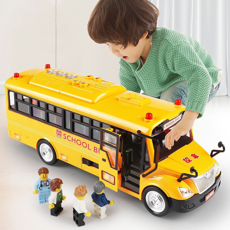 Ônibus Escolar Para Crianças Com Portas Abertas , Luzes E Som