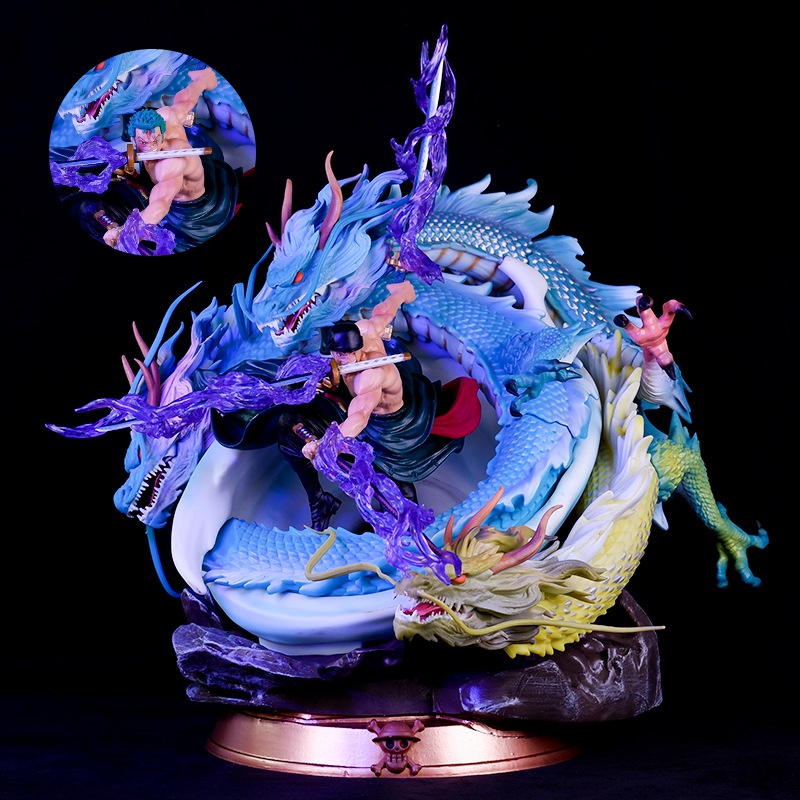 O rei da navegação One Piece realizou um anime GK Three Dragon Sauron Tornado Pérola Negra mudou o modelo da estátua TDPY