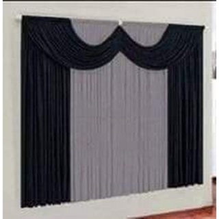 Cortina Para Sala Paris 2 Metros Malha Gel 2.00x1.70 Preto e Cinza