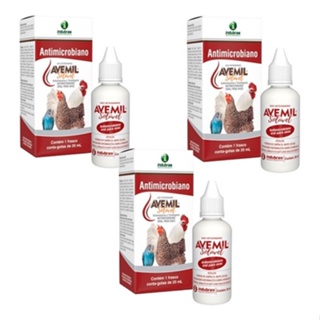 Kit 03 Avemil Solúvel Antimicrobiano Indubras P/aves 20ml
