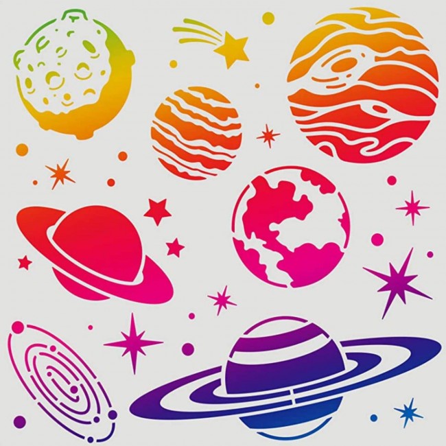 Stencil Textura Astronauta Planetas DN81 | Shopee Brasil