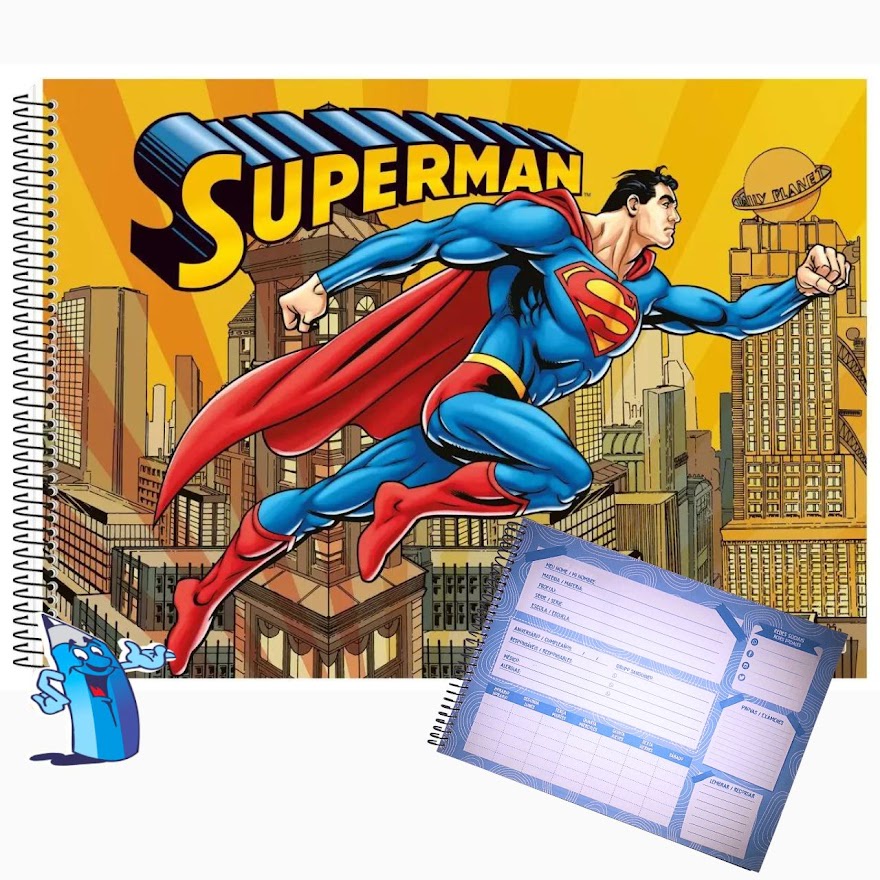 CADERNO DESENHO GRANDE SUPERMAN 60 FOLHAS SAO DOMINGOS | Shopee Brasil