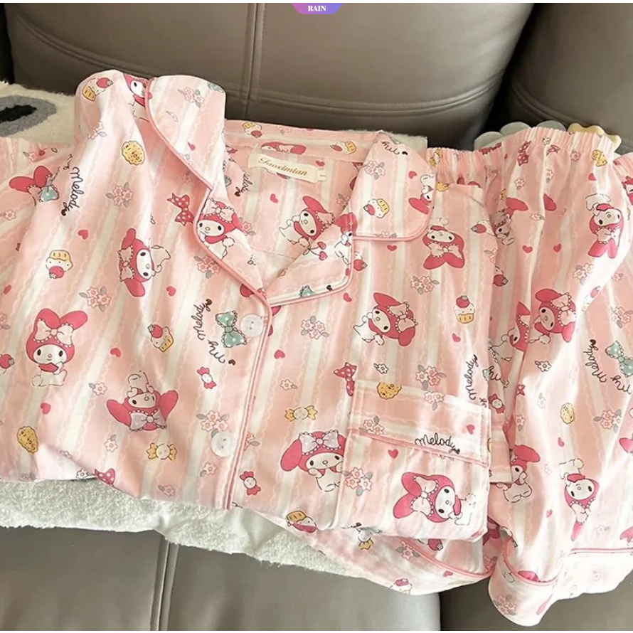 Kawaii Sanrioed Desenho Animado Outono E Inverno Kuromi Mymelody  Cinnamoroll Pijama Roupa Íntima Soutien Pequeno Diabo Sexy Home Cloth