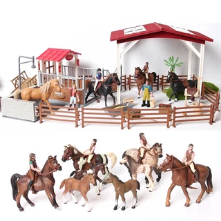 Cavaleiro Cerca Equestre Fazenda Acessório Boneca Simulação Casa De Cavalo Conjunto animal Modelo Criança Educação Brinquedos Cena Construção Decoração Presente