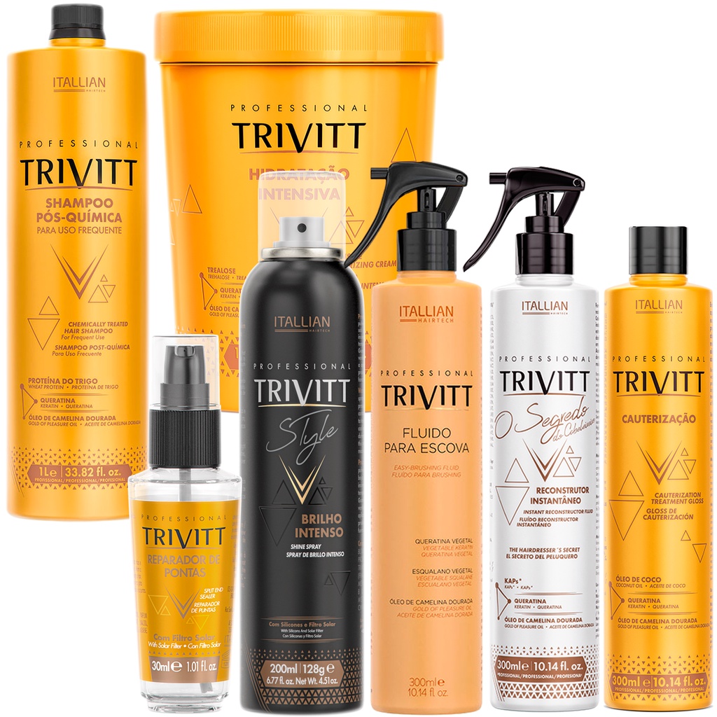 KIT PROFISSIONAL TRIVITT FLUIDO REPARADOR BRILHO | Shopee Brasil