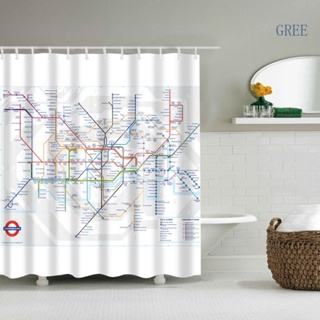 GREE Londres Para Mapa Do Metrô Conjunto De Cortinas De Tecido Impermeável Banheiro 12 Gancho 71 I