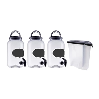 4 Dispenser Amaciante Produtos Limpeza Líquido E Sabão Em Pó 3,6l Pote Lousa