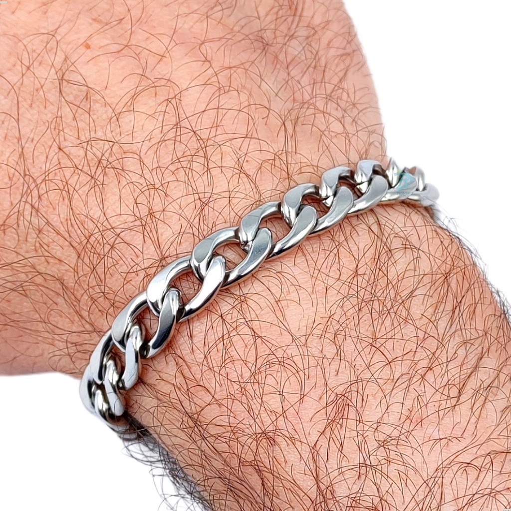 PULSEIRA MASCULINA GROSSA GRUMET 9MM - AÇO INOXIDÁVEL
