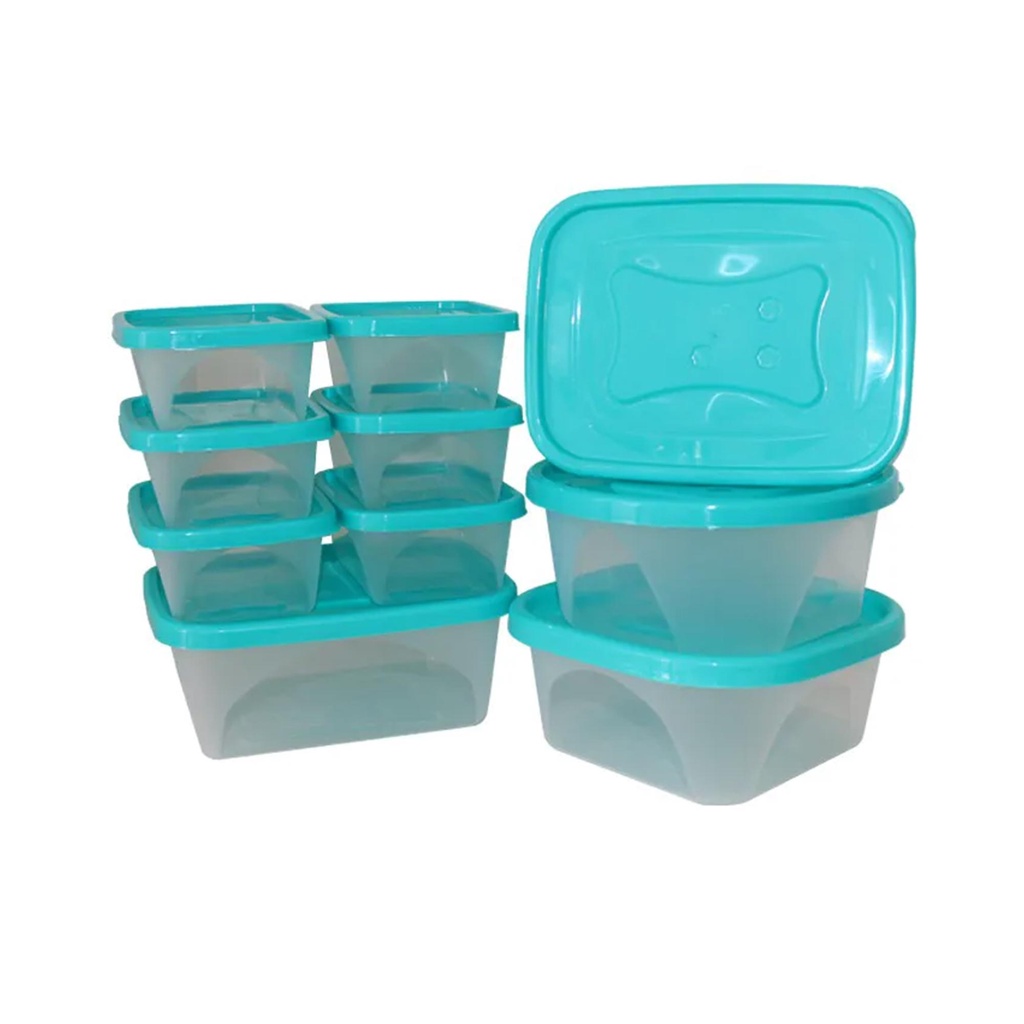 Jogo de Pote Plástico Kit Prático com 10 Peças Azul - Jaguar