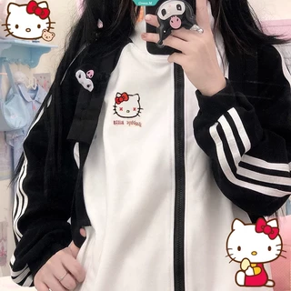 Kawaii Sanrio Hello Kitty Casaco Uniforme De Beisebol Kuromi Fêmea Outono Versátil Casual Solto Anime Bonito Desenho Animado Presente De Aniversário [GM]