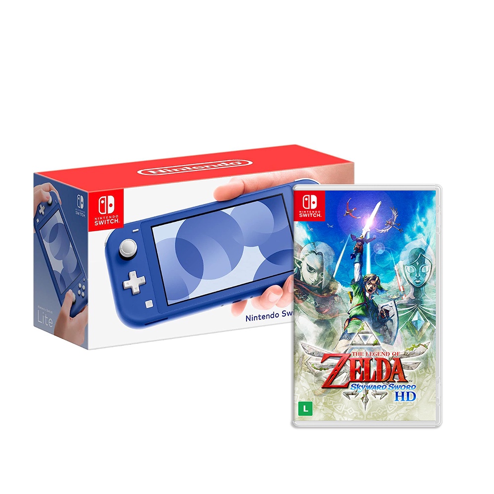 Console Nintendo Switch Lite Azul + Jogo The Legend of Zelda: Skyward Sword HD