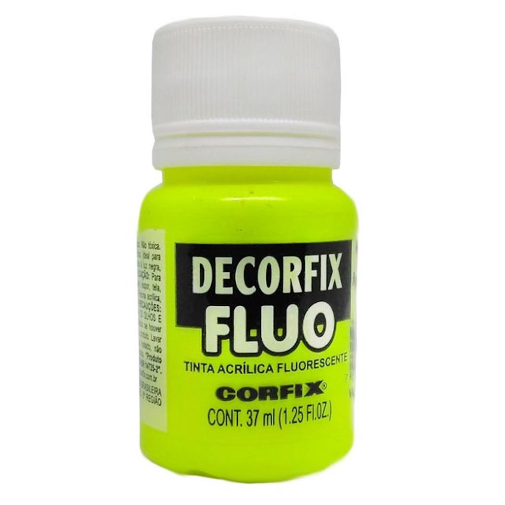 Tinta Decorfix Fluorescente 1002 Amarelo Limao 37ml