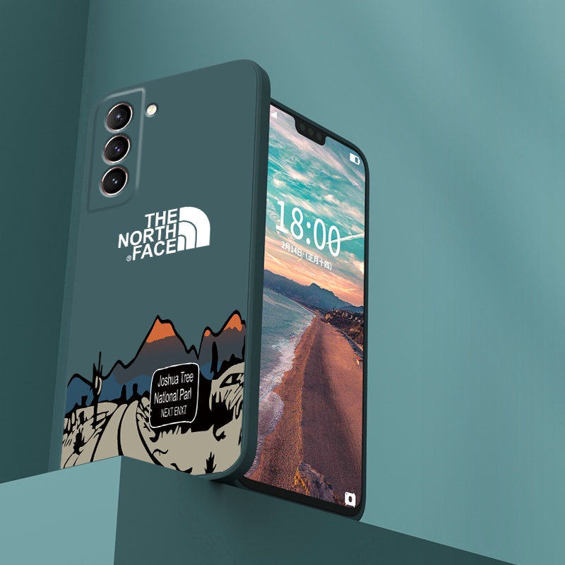 the north face Silicone Líquido Para Samsung Galaxy S21 S22 FE + Plus 5G Ultra S10E Lite Estojo De Proteção Da Norte Inteira À Prova De Choque