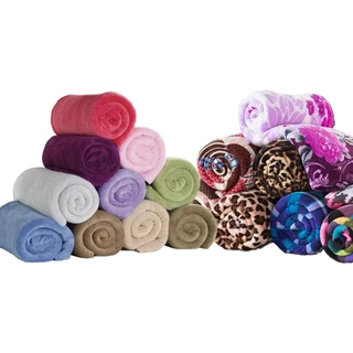 Kit 2 Manta Casal Padrao 2,00m X 1,80m Lisa E Estampada Com Leves Defeitos Olhar A Descricao