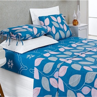 Jogo Cama lencol 4pcs 200 Fios Floreal Estampado Casal Padrao