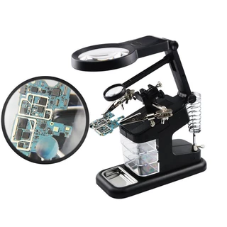 Suporte Ferro de Solda C/lupa Garra e Led 3 Gaveta Klte-803