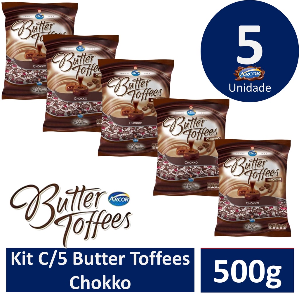 Kit C/ 5 Butter Toffees Chokko 500g | Shopee Brasil