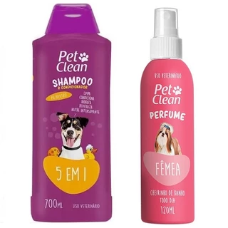Kit SHAMPOO/CONDICIONADOR 5 em 1 + Perfume Cães e Gatos 120ML PET Clean