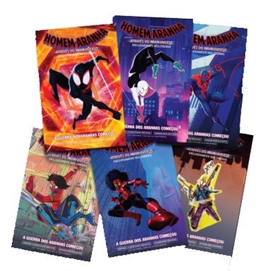 Kit 6 Super Cards Colecionáveis Homem Aranha Através do Aranhaverso Cinemark Cinepolis Kinoplex UCI Moviecom