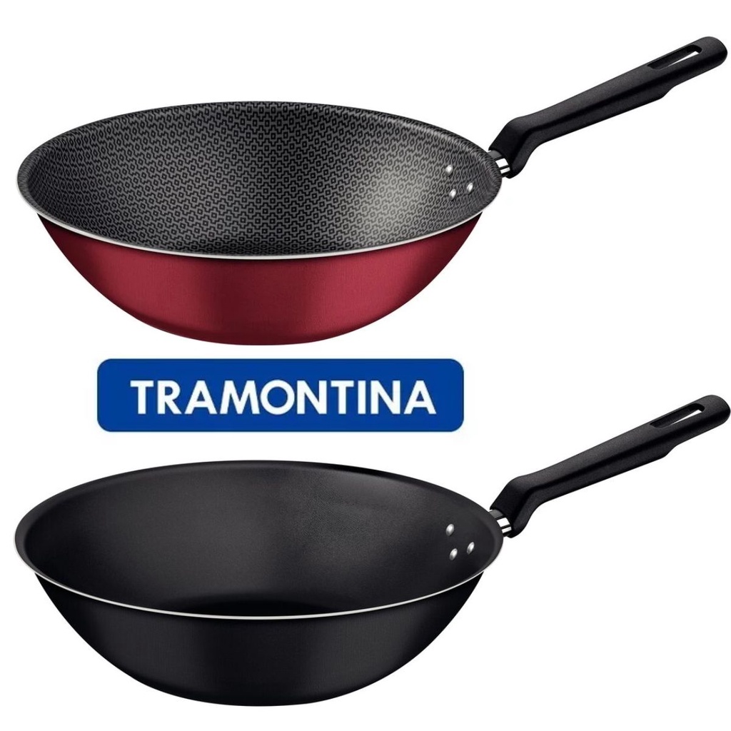 Panela Wok Loreto com Rev. Interno e Externo em Anti. Starflon Max 28 cm  3,3L - Tramontina Vermelho