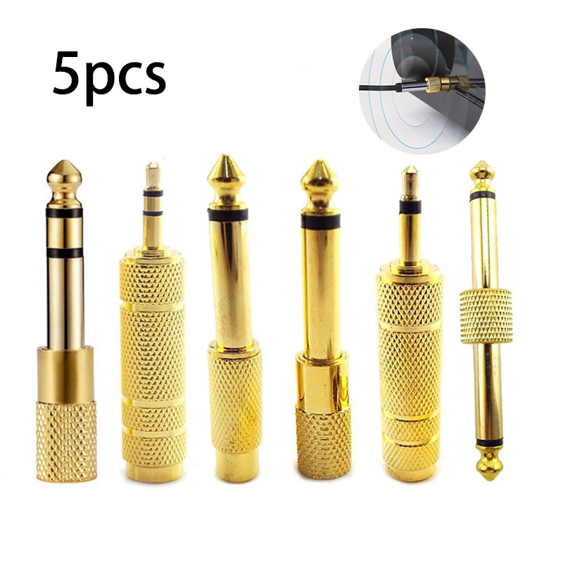 5 Pçs 6.35mm Plug Para 3.5mm Jack Áudio Fone De Ouvido Microfone ...