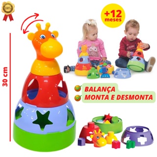 Brinquedo infantil girafa didática e educativa monta e desmonta para bebês e crianças pequenas