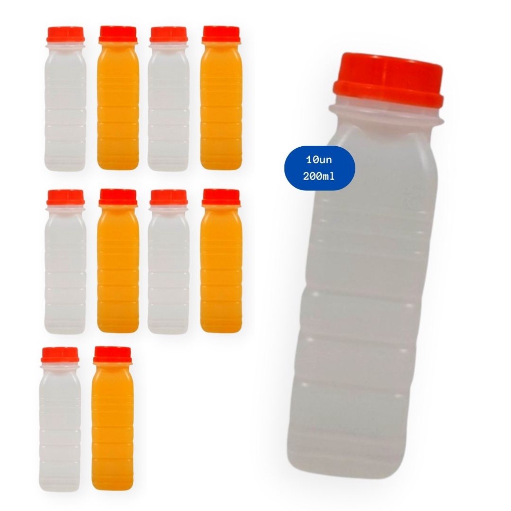 Garrafa Plástica Descartável Leitosa com Tampa Lacre Laranja - 200ml ...