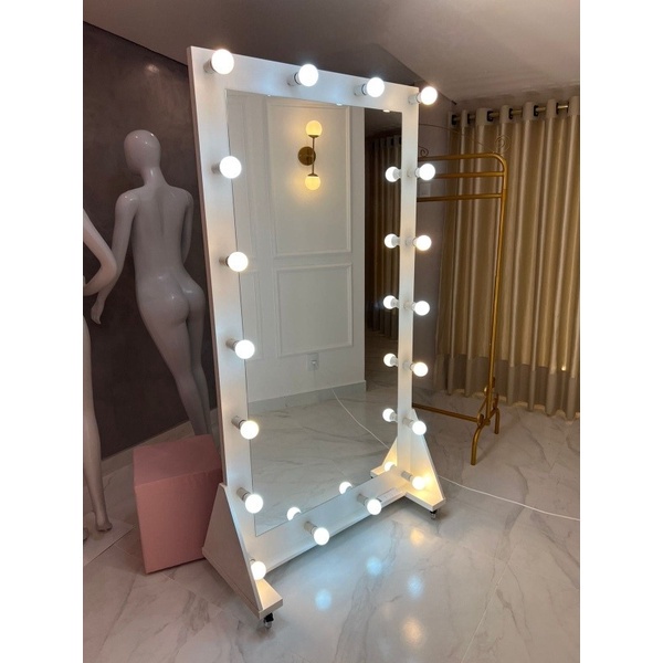 Espelho Camarim Grande Moldura Luzes Em Volta Corpo Todo | Shopee Brasil